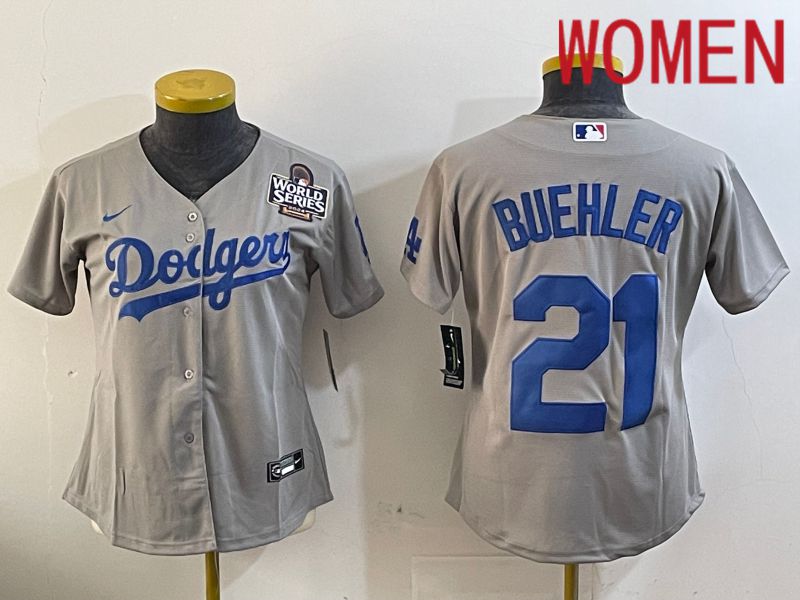 Women Los Angeles Dodgers 21 Buehler Grey Game 2024 Nike MLB Jersey style 11212